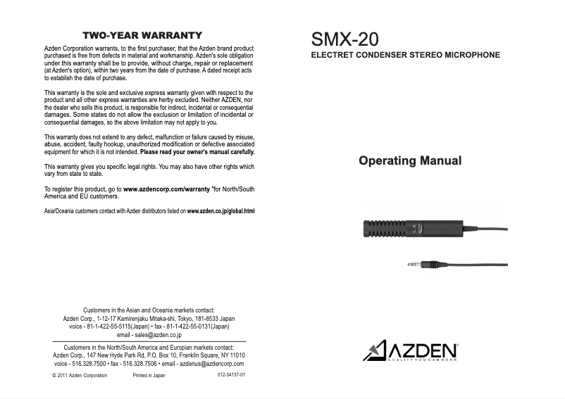 Imagen de la primera página del manual del dispositivo SMX-20