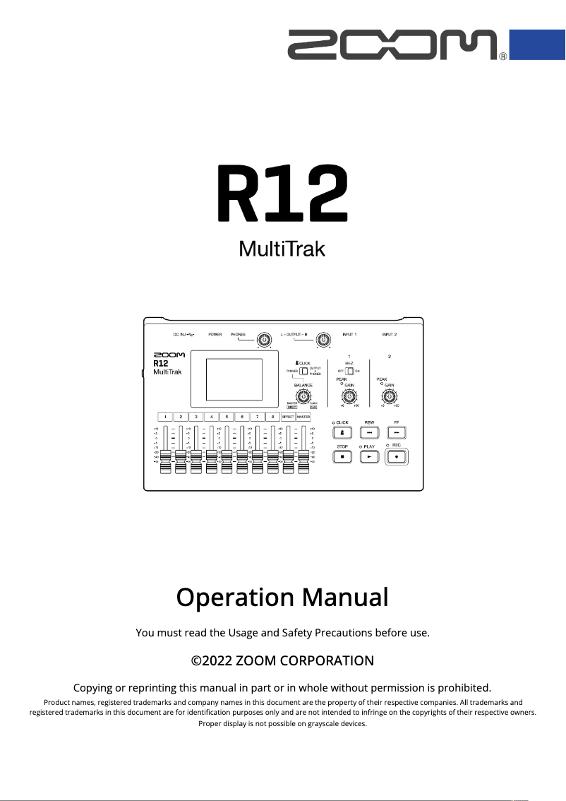 Página 1 del manual Manual de usuario Studio Electronics Zoom R12