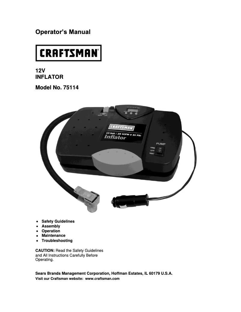 Página 1 del manual Manual de usuario Craftsman 75114
