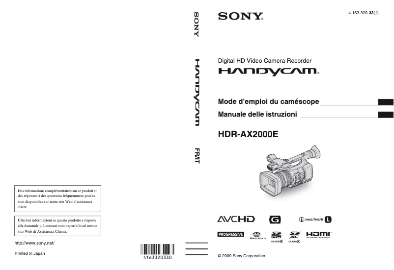 Página nº 1 - Manual de usuario Sony HDR-AX2000E