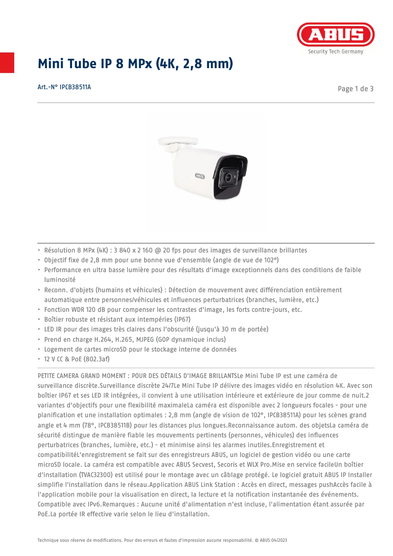 Imagen de la primera página del manual del dispositivo IPCB38511A