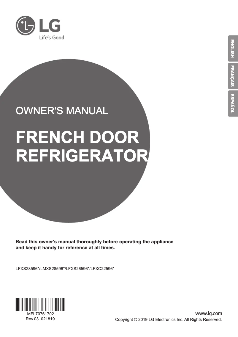 Imagen de la primera página del manual del dispositivo LFXS30726S