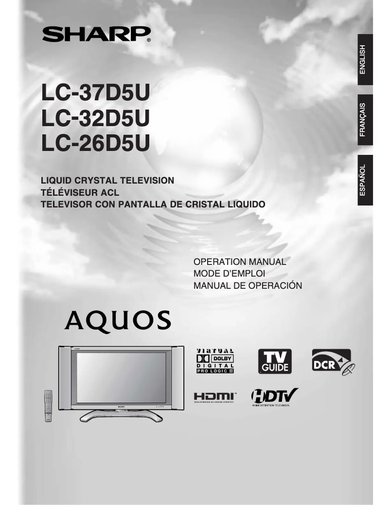 Página 1 del manual Manual de usuario Sharp Aquos LC-32D5U