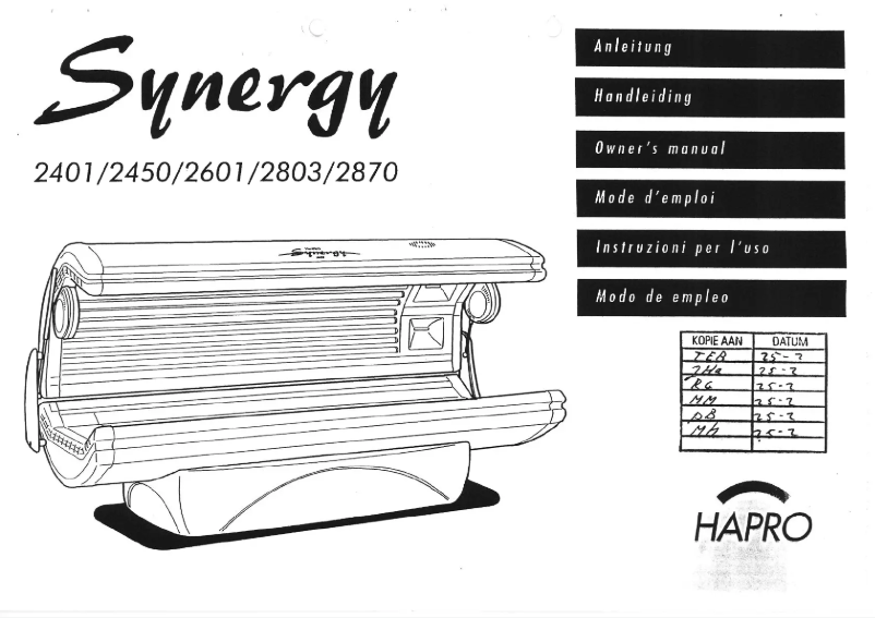 Imagen de la primera página del manual del dispositivo Synergy 2401