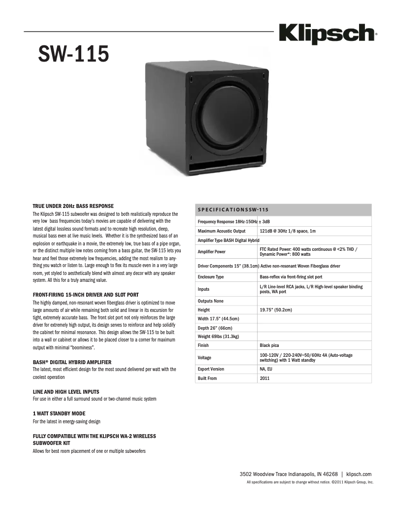 Imagen de la primera página del manual del dispositivo SW-115
