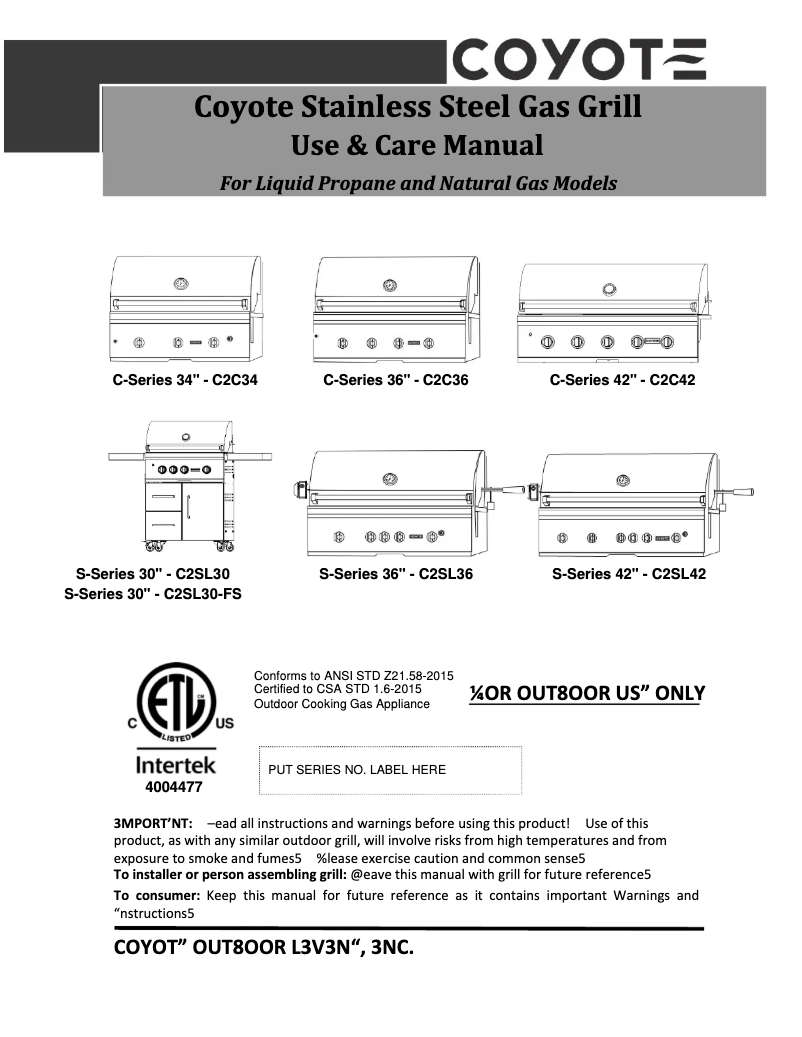 Imagen de la primera página del manual del dispositivo C2SL30NG-FS