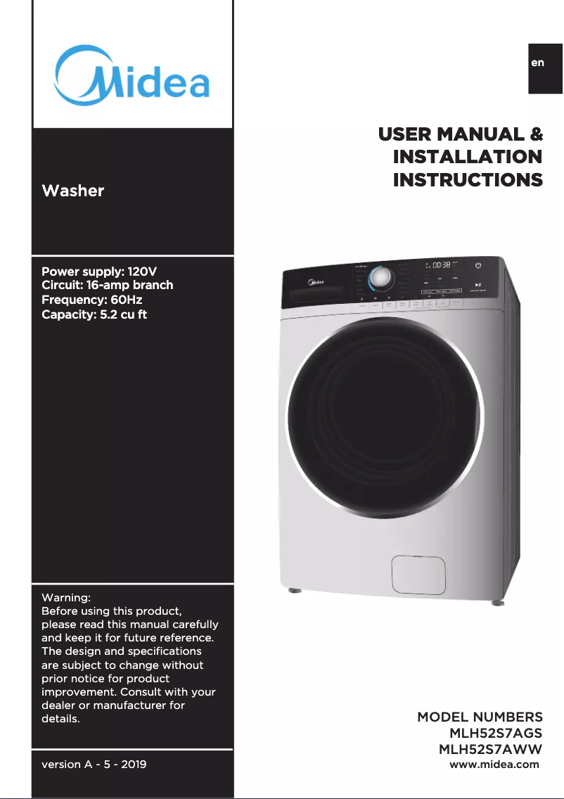 Imagen de la primera página del manual del dispositivo MLH52S7AGS