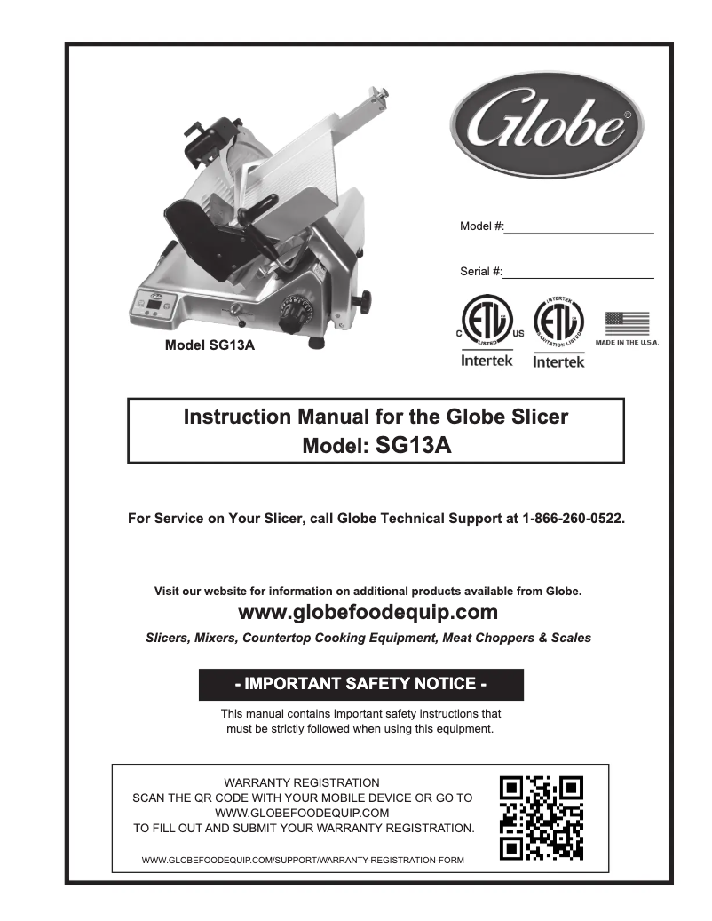 Página 1 del manual Manual de usuario Globe SG13A