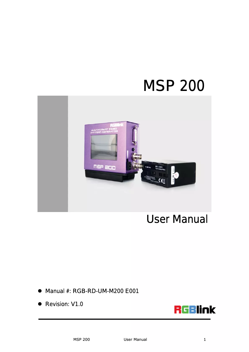 Imagen de la primera página del manual del dispositivo MSP 200