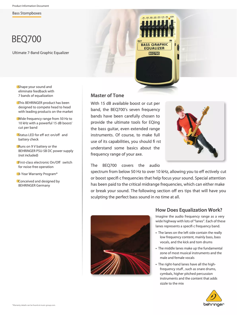 Imagen de la primera página del manual del dispositivo BEQ700