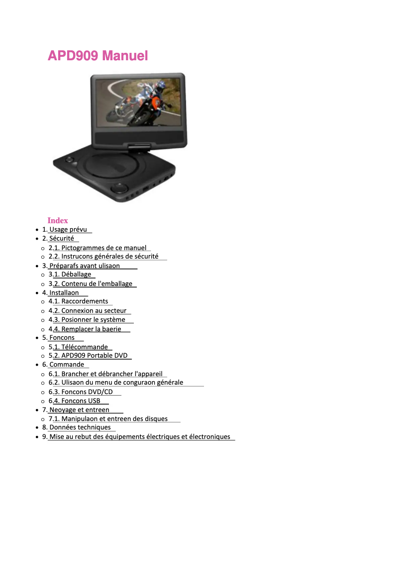 Página nº 1 - Manual de usuario AKAI APD909