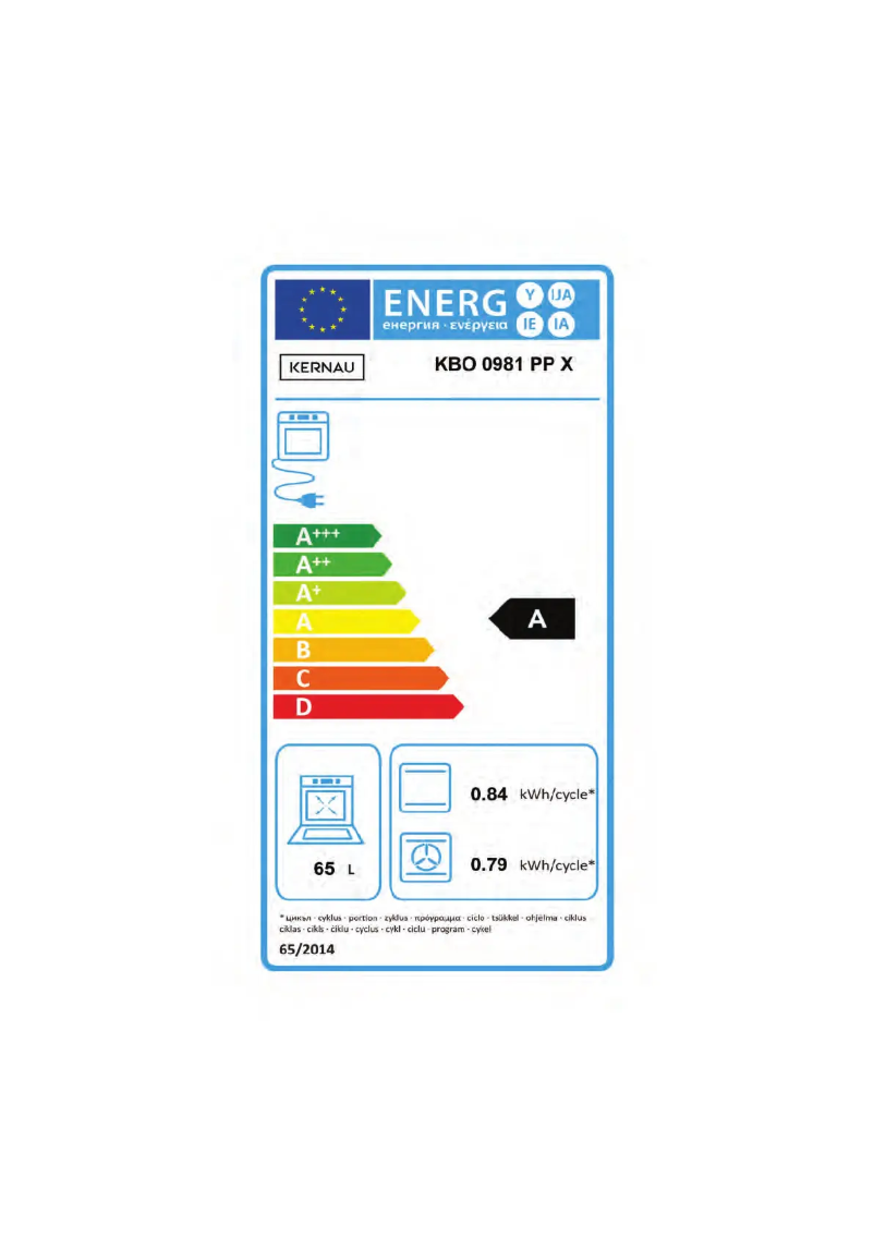 Página 1 del manual Etiqueta energética Kernau KBO 0981 PP X