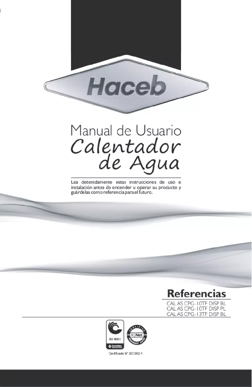 Página 1 del manual Manual de usuario Haceb Assento CPG 13-TF DISP BL