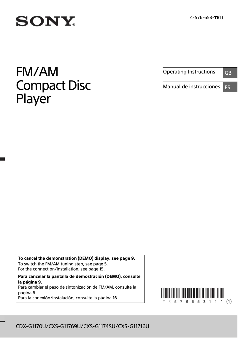 Imagen de la primera página del manual del dispositivo CXS-G1174SU