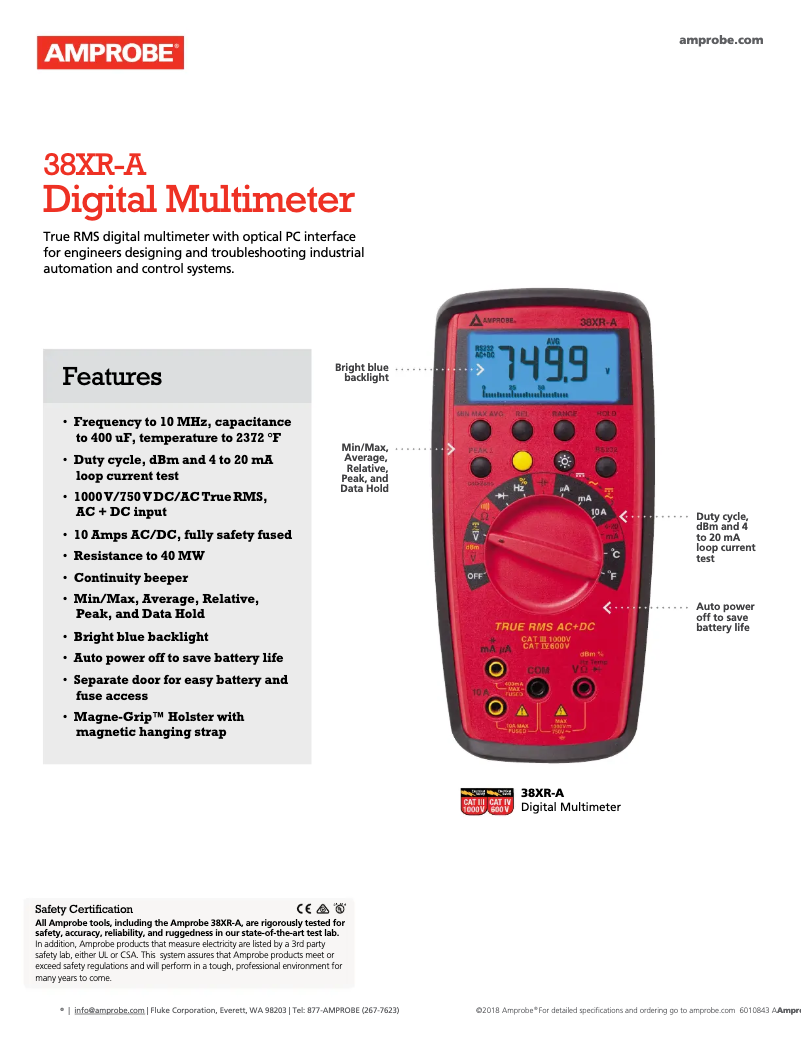 Imagen de la primera página del manual del dispositivo 38XR-A