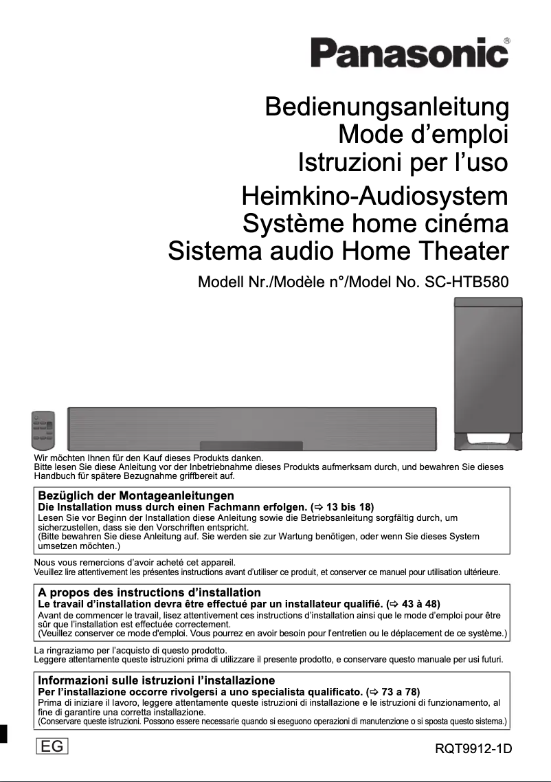 Imagen de la primera página del manual del dispositivo SC-HTB580
