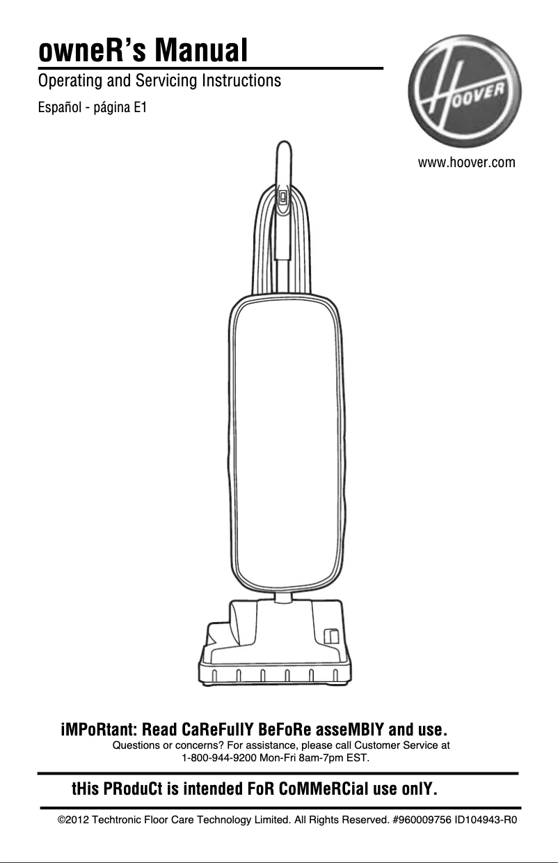 Imagen de la primera página del manual del dispositivo TaskVac CH53000