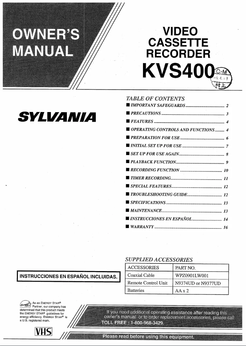 Imagen de la primera página del manual del dispositivo KVS400