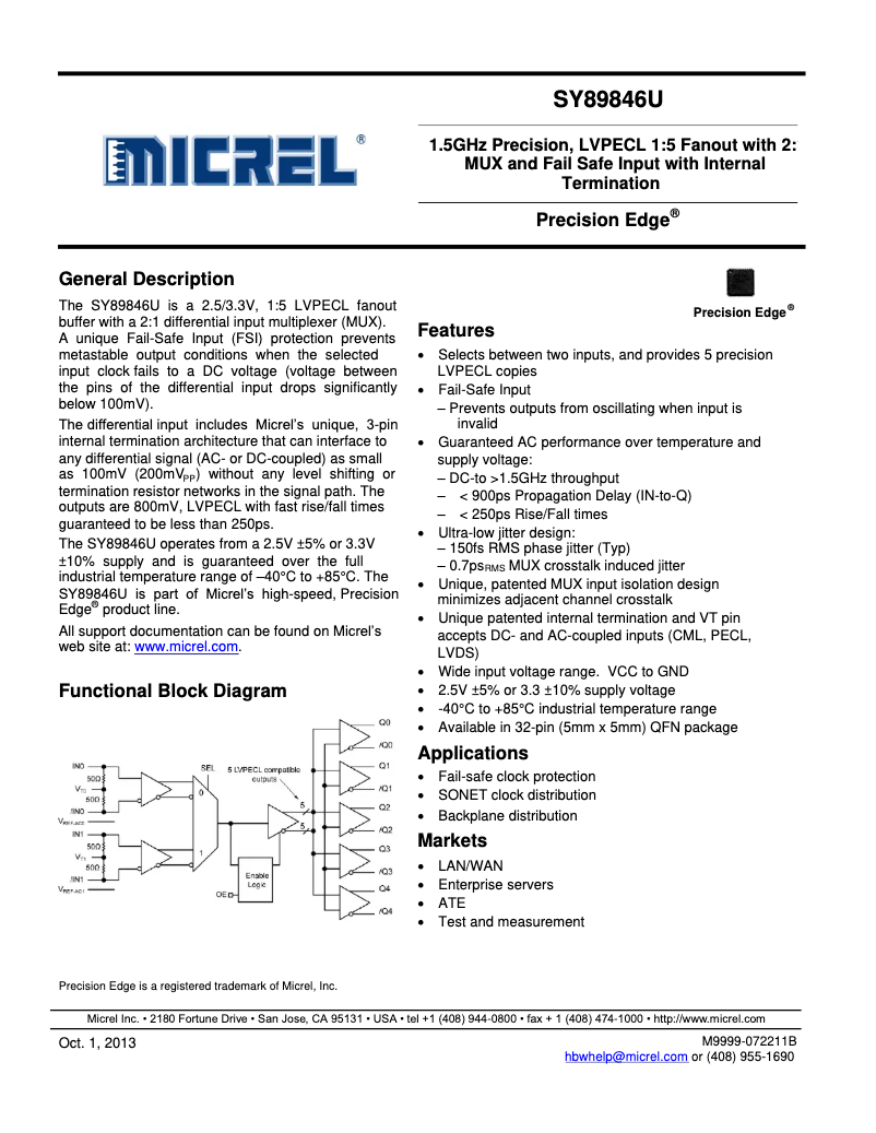 Página nº 1 - Manual de usuario Microchip SY89846U