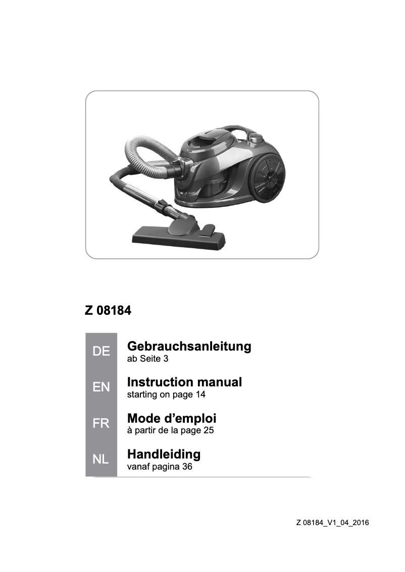 Página 1 del manual Manual de usuario Cleanmaxx Z 08184