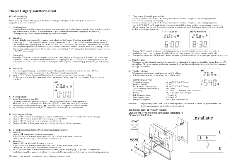 Imagen de la primera página del manual del dispositivo Calgary