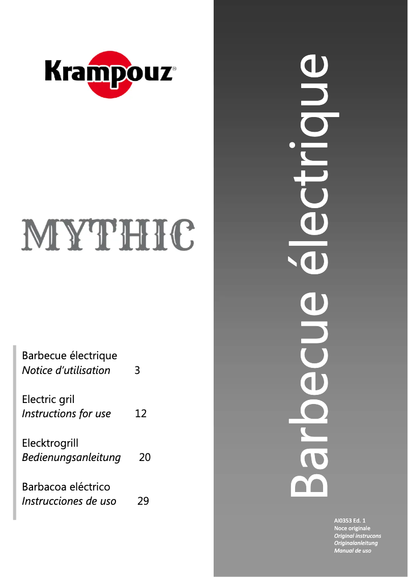 Página 1 del manual Manual de usuario Krampouz Mythic