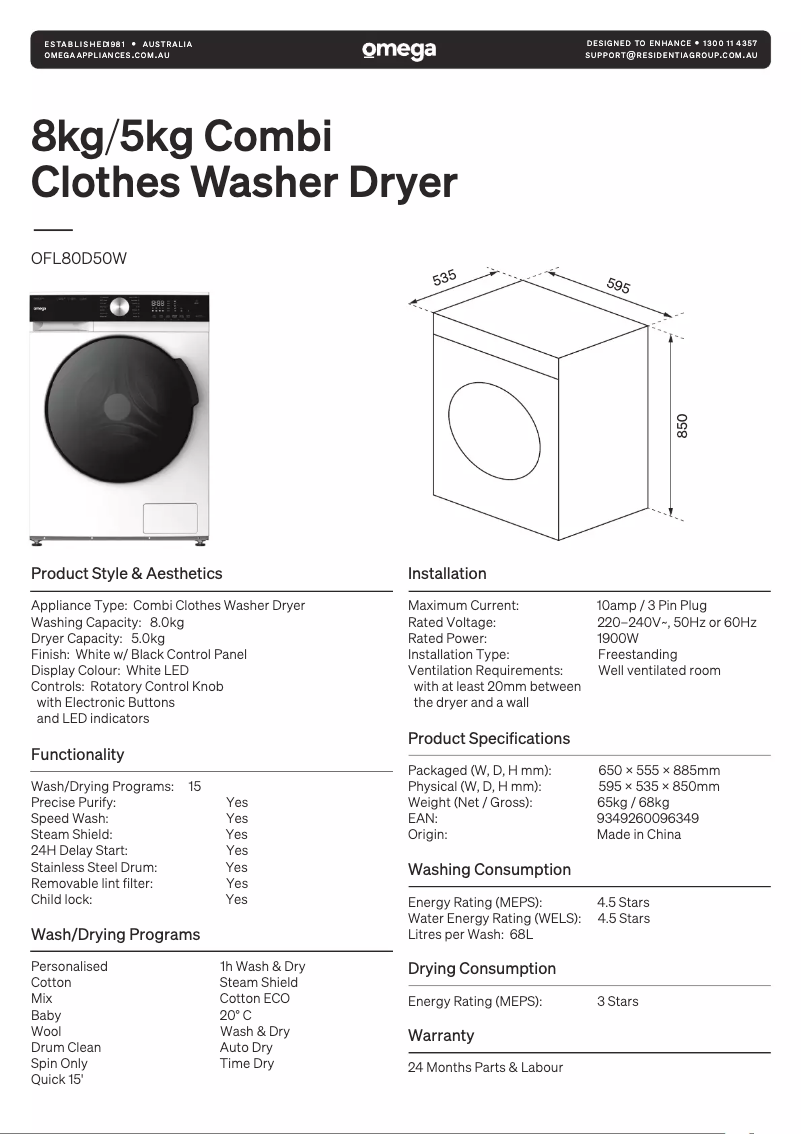 Imagen de la primera página del manual del dispositivo OFL80D50W