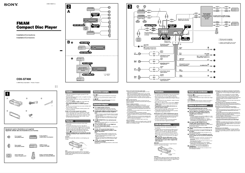 Imagen de la primera página del manual del dispositivo CDX-GT400