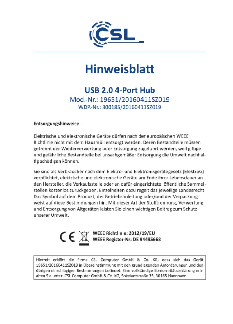 Página 1 del manual Manual de usuario CSL 300185
