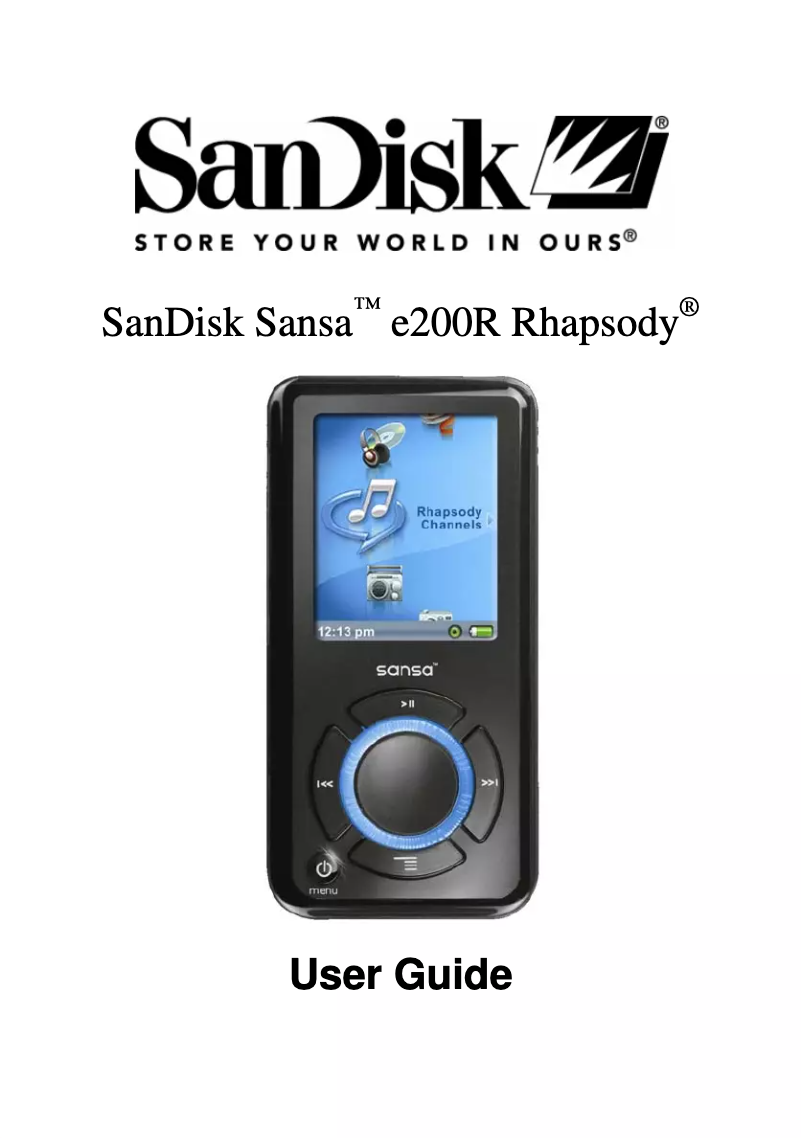Página 1 del manual Manual de usuario Sandisk Sansa e200R Rhapsody