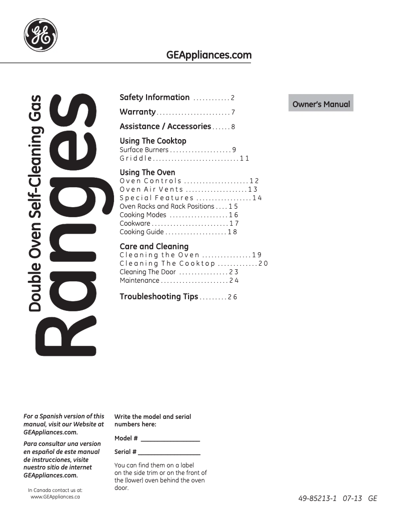 Página nº 1 - Manual de instrucciones GE Profile PGS950EEFES