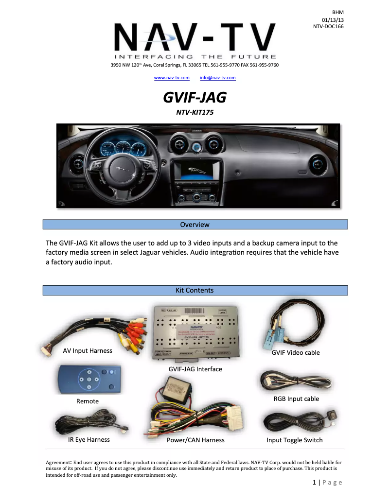 Página 1 del manual Manual de usuario NAV-TV NTV-KIT175