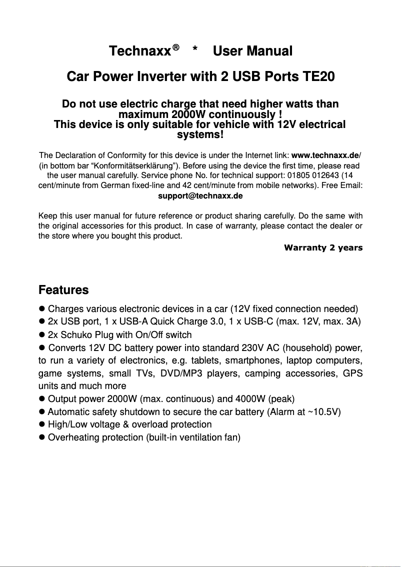 Imagen de la primera página del manual del dispositivo TE20