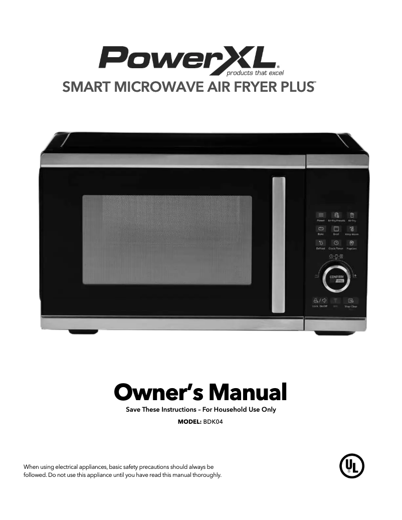 Página 1 del manual Manual de usuario PowerXL Smart Microwave Air Fryer Plus BDK04