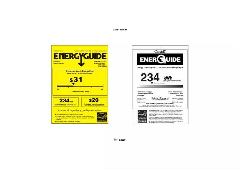 Página nº 1 - Etiqueta energética Danby DDW1804EW