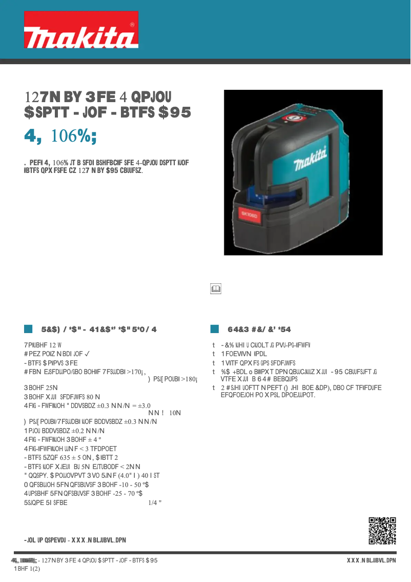 Página 1 del manual Ficha técnica Makita SK106DZ