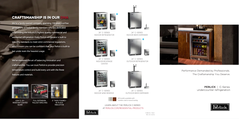 Página 1 del manual Folleto Perlick HC24RB-4-3R