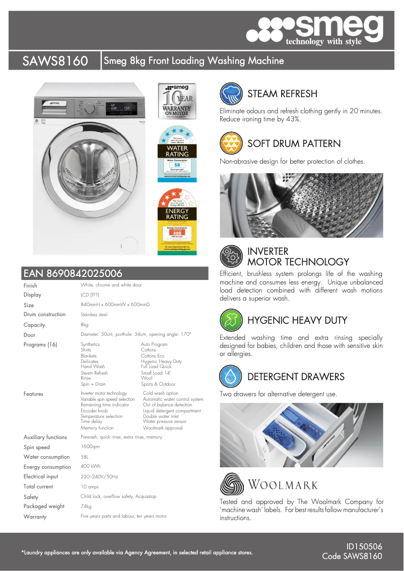 Imagen de la primera página del manual del dispositivo SAWS8160