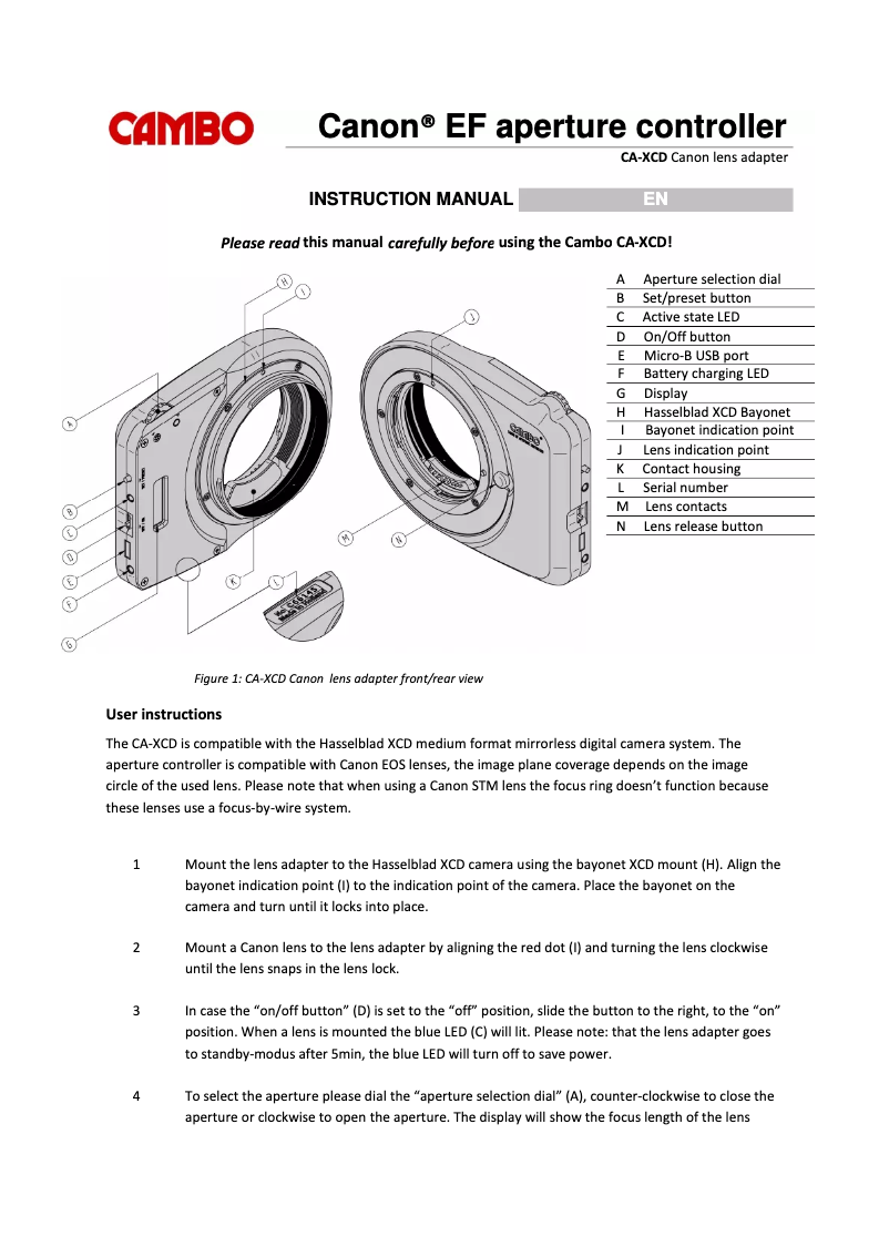 Imagen de la primera página del manual del dispositivo CA-XCD