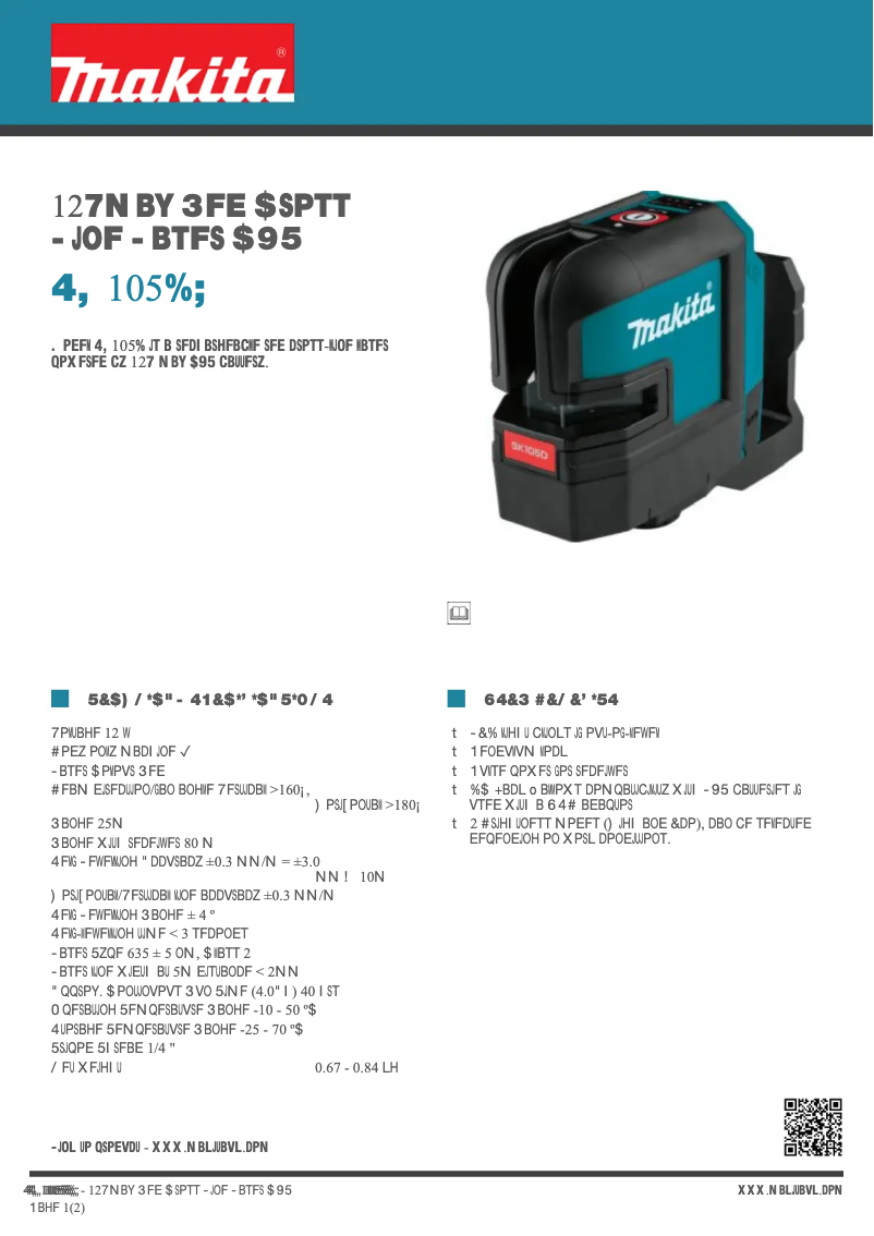 Página 1 del manual Ficha técnica Makita SK105DZ