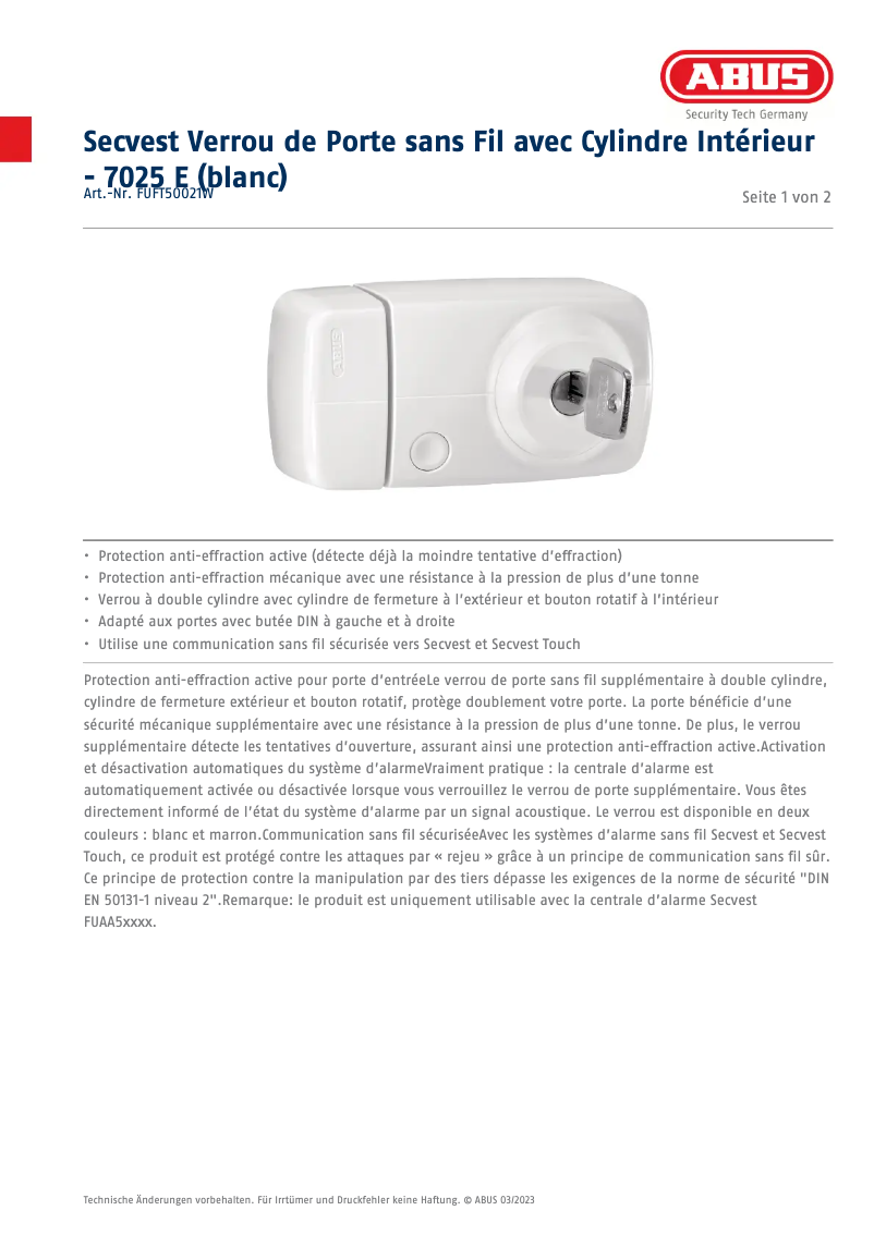 Imagen de la primera página del manual del dispositivo FUFT50021W