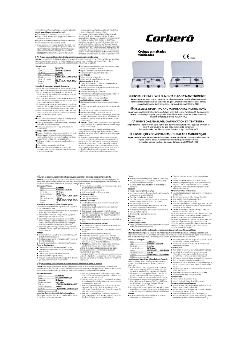Página 1 del manual Manual de usuario Corbero CHOR300