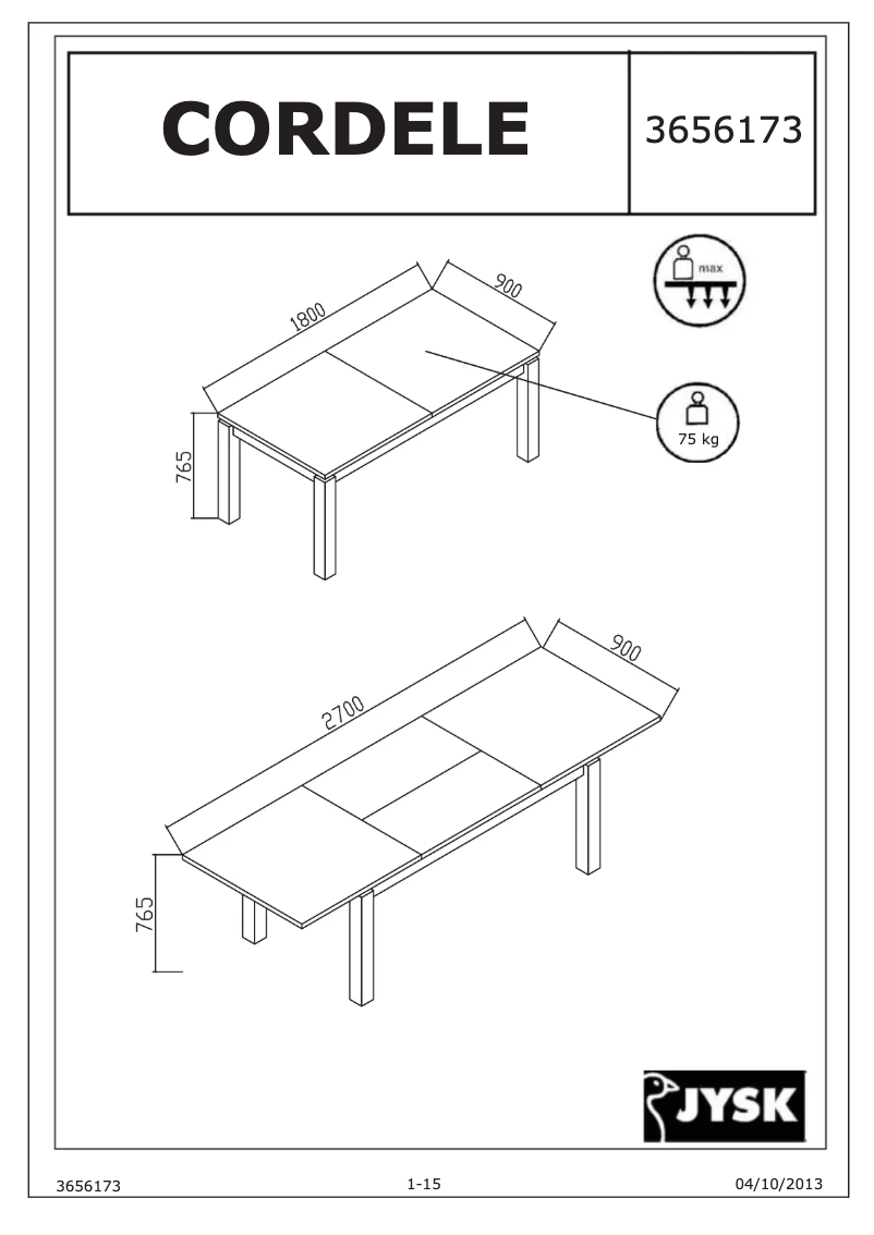 Página nº 1 - Manual de usuario JYSK Cordele (90x180)