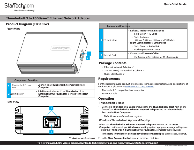 Página nº 1 - Manual de usuario StarTech.com TB310G2