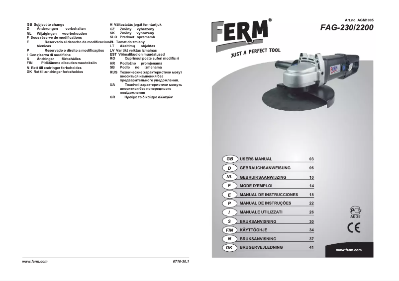 Página nº 1 - Manual de usuario Ferm FAG-230/2200
