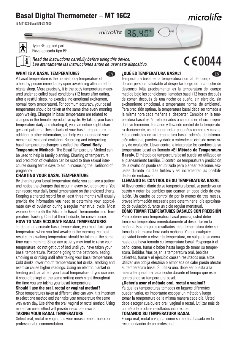 Página 1 del manual Manual de usuario Microlife MT 16C2 Basal