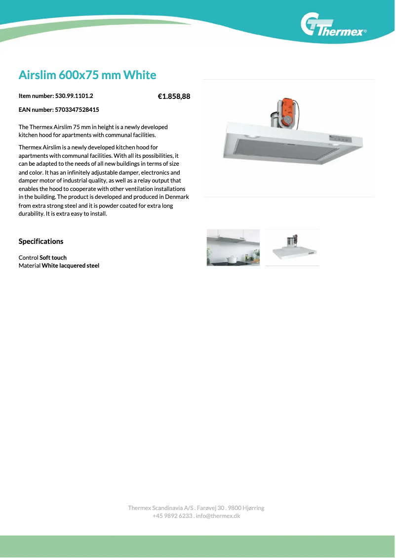 Página 1 del manual Ficha técnica Thermex Airslim