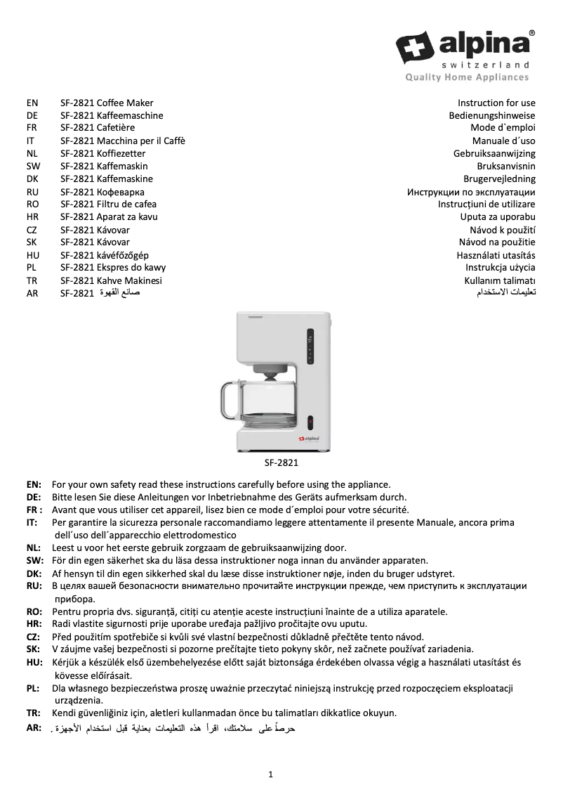 Página 1 del manual Manual de usuario Alpina SF-2821