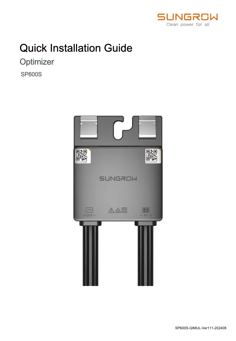 Imagen de la primera página del manual del dispositivo SP600S