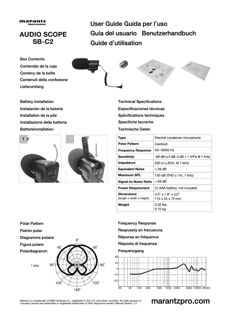 Página 1 del manual Manual de usuario Marantz Audio Scope SB-C2
